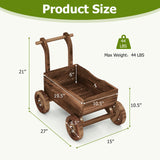 Tangkula Wooden Wagon Planter Box for Patio