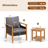 Tangkula 3 Pieces PE Wicker Patio Bistro Set