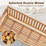 Tangkula Outdoor 3-Seat Wood Bench, 64 Inches Extra Long Acacia Chair w/Seat Cushion