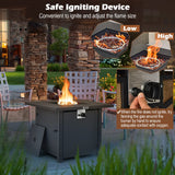 Tangkula 32 Inch Patio Propane Gas Fire Table, 50,000 BTU Square Fire Pit Table