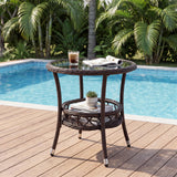 Tangkula Outdoor Rattan Side Table with Metal Frame (1/2)