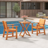 Tangkula Outdoor Wood Bistro Set, 2 Hardwood Chairs & Folding Bistro Table Set, Slatted Seat & Tabletop
