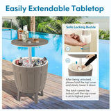 Tangkula 10 Gallon Cooler Bar Table, Outdoor Cooler Side Table w/Telescopic Tabletop, 3-in-1 Coffee Table Ice Bucket for Beer & Wine