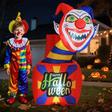 Tangkula 5 Ft Halloween Inflatable Clown, Blow up Circus Clown Box