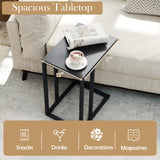 Tangkula C-Shaped End Table with Metal Frame for Living Room Bedroom Office
