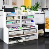 Tangkula Wooden Double 6-Tier Desktop File Organizer