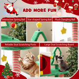 Tangkula Cute Christmas Cat Tree Cat Tower for Indoor Cats with Scratching Posts and Carpet