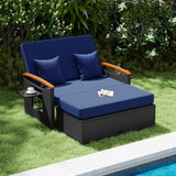 Tangkula Patio Rattan Daybed with 4-Level Adjustable Backrest