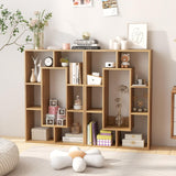 Tangkula 35.5” Geometric Bookshelf, Freestanding Wood Open Bookcase with 7 Cubes, Anti-Toppling Devices