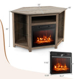 Tangkula Fireplace Corner TV Stand with LED Lights & Smart APP Control for 50 Inches TV