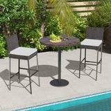 Tangkula Set of 2 Patio Wicker Barstools, Outdoor Bar Height Chair