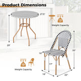 Tangkula 3 Piece French Bistro Table Chair Set with Metal Support
