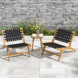 Tangkula Teak Wooden Chair, Mid Century Modern Accent Chair with Woven Webbing Seat & Backrest