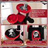 Large Gothic Cat Tree with Cat Condos and Plush Perches