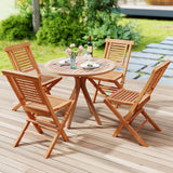 Tangkula Teak Wood Folding Patio Chairs Set of 2/4 No Assembly Required
