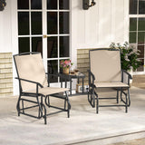 Tangkula 2-Seater Outdoor Glider Bench with 2-Tier Center Table