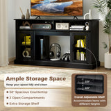 Tangkula 58” Farmhouse TV Stand with LED Lights and Remote Control