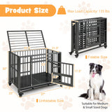 Tangkula Foldable Dog Crate, 3-Door Heavy Duty Dog Kennel with Removable Crate Tray