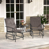 Tangkula 2-Seater Outdoor Glider Bench with 2-Tier Center Table