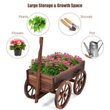 Tangkula Wooden Wagon Planter Box for Patio