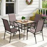 Tangkula Outdoor Dining Chairs with High Back & Curved Armrests