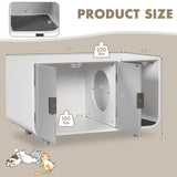 Tangkula Cat Litter Box Enclosure Furniture, Hidden Cat Washroom with Rubber Wood Legs & Mats