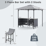 Tangkula 3 Piece Patio Bar Set for BBQ Party Poolside Garden
