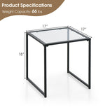 Tangkula Tempered Glass Top Side Table