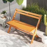 Tangkula Foldable Acacia Wood Outdoor Bench