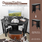Corner Computer Desk with Smooth Keyboard Tray for Small Space - Tangkula
