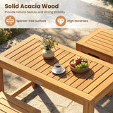 Tangkula Acacia Wood Outdoor Coffee Table with Stools Set of 2