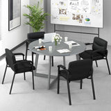 Tangkula Waiting Room Chairs, Upholstered PU Leather Conference Room Chairs with Padded Armrests, Black