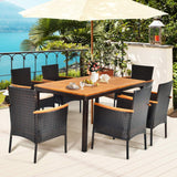 Tangkula Outdoor Patio Wicker Chairs Set of 6 for Poolside