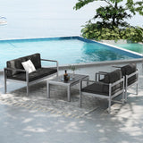 Tangkula Patio Aluminum Loveseat Sofa, Contemporary 2-Person Sofa Chair with WPC Armrests