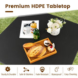 Tangkula 34" Folding Table, Portable Picnic Table with All-Weather HDPE Tabletop, Heavy-Duty Metal Frame