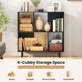 Tangkula 4 Cubby Open Bookcase
