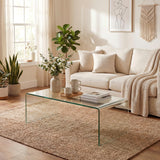 Tangkula Tempered Glass Coffee Table, Clear Coffee Table, International Occasion Tea Table