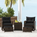 Tangkula Outdoor Chaise Lounge, Patio Wicker Lounge Chair w/ 4-Level Backrest, Heavy-Duty Metal Frame