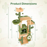 Tangkula Cactus Cat Tree, 63 Inch Multi-Level Tall Cat Tower with Sisal Scratching Posts & Board