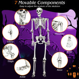 Tangkula Halloween Life Size Full Body Skeleton, 5.4Ft Festival Skeleton Prop Decoration