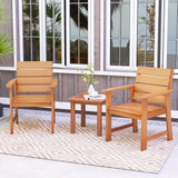 Tangkula Set of 2 Hardwood Patio Dining Chair, Wood Dining Armchairs with Breathable Slatted Seat & Inclined Backrest