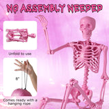 Tangkula Halloween Pink Skeleton Decoration for Home