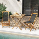 Tangkula 2 Piece Patio Folding Chairs, Solid Teak Wood Dining Chairs with Woven Rope Seat & Back