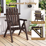 Tangkula Log Wood Patio Chair with Slatted Backrest