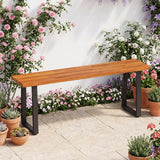 Tangkula Acacia Wood Outdoor Bench for Porch