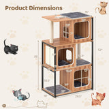 Tangkula Modern Cat Tree, 52 Inch Wooden Cat Condos with Metal Frame, Sisal Scratching Posts & Board