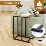 Tangkula C-Shaped End Table Slide Under Couch TV Tray