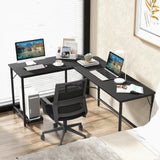 Tangkula L-Shaped Office Desk, L Shaped Corner Desk with Power Outlets, USB Ports