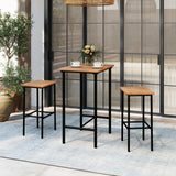Tangkula 3 Pieces Acacia Wood Patio Bar Set