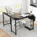 Tangkula L-Shaped Office Desk, Modern Reversible Computer Desk with Storage Pocket & CPU Stand (Dark Gray)